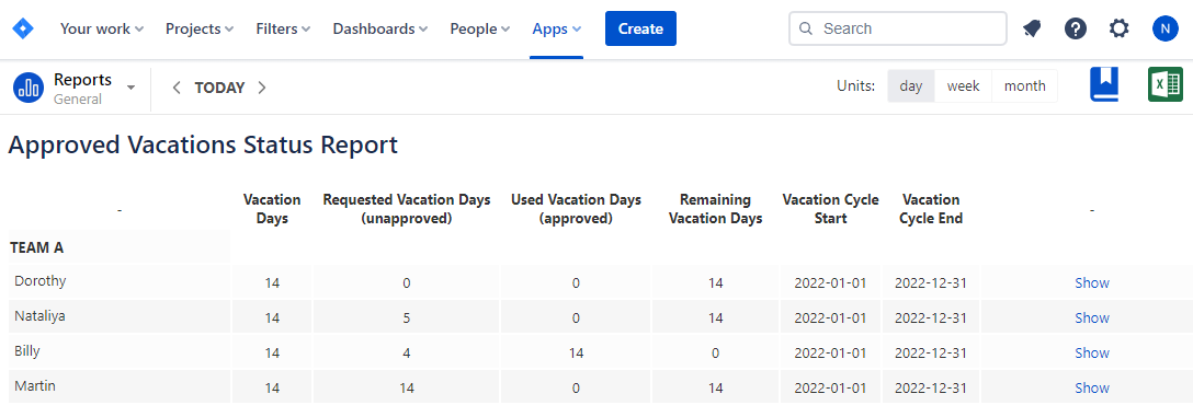 Approved_Vacation_Report_Leave_management_in_Jira_ActivityTimeline