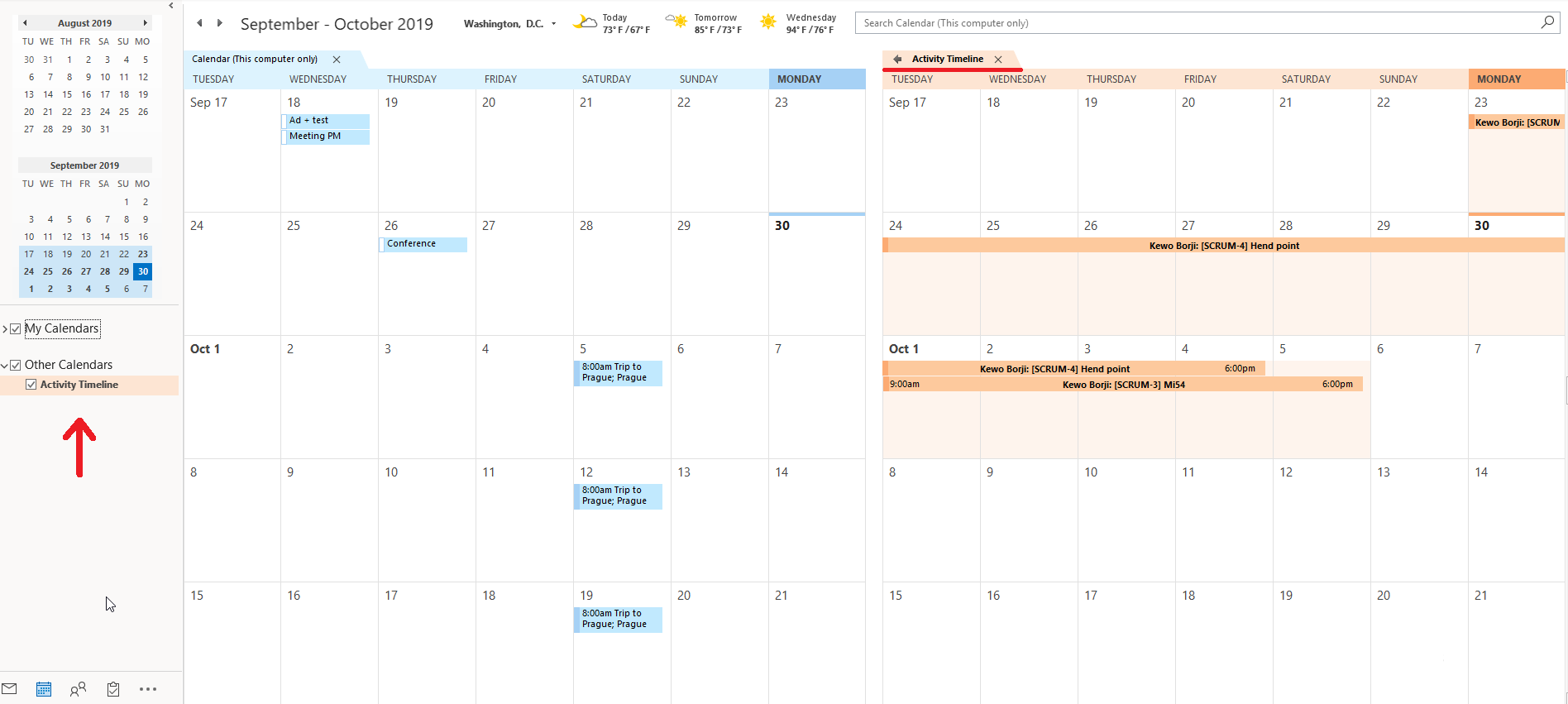 showing tasks in outlook calendar