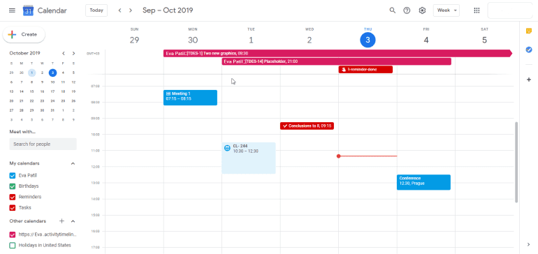 ActivityTimeline Google Calendar